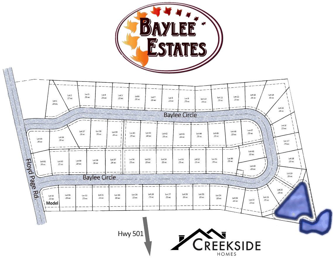 Baylee Estates Community Map by Creekside Homes